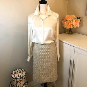 Talbots, Pale Yellow Multi-Color Tweed Pencil Skirt, Size 12P